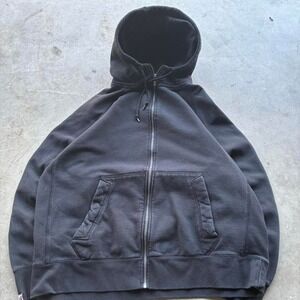 Y2K stitched super clean faded black Russell athletic zipup hoodie